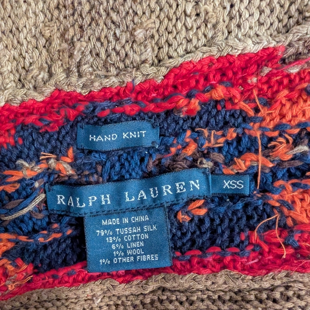 Ralph Lauren Handknit Southwestern Indian Head Blanket Cardigan Poncho XS Japan - Picture 8 of 13